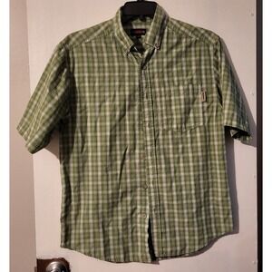 Wolverine Men's Plaid Short Sleeve Button Up Shirt Green White Size M